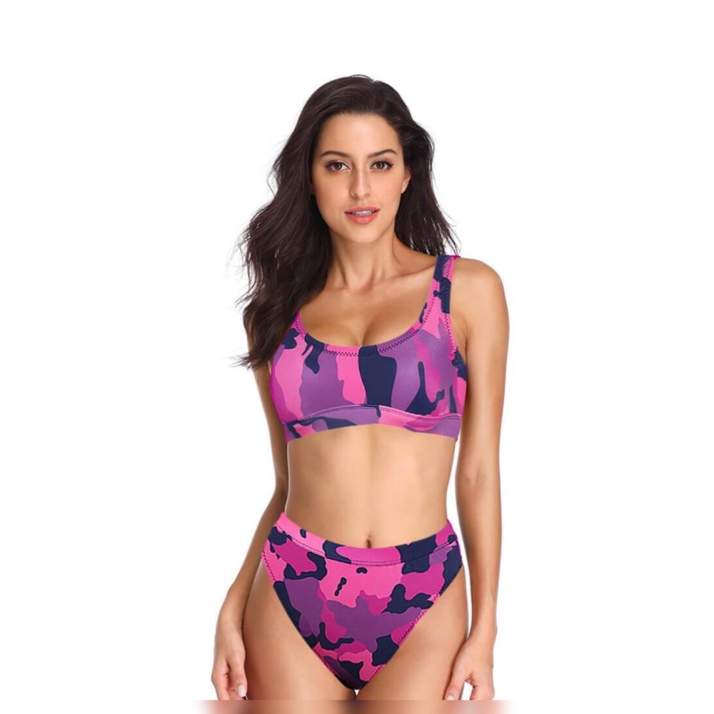 Pink camouflage 2 piece bikini - brand new
